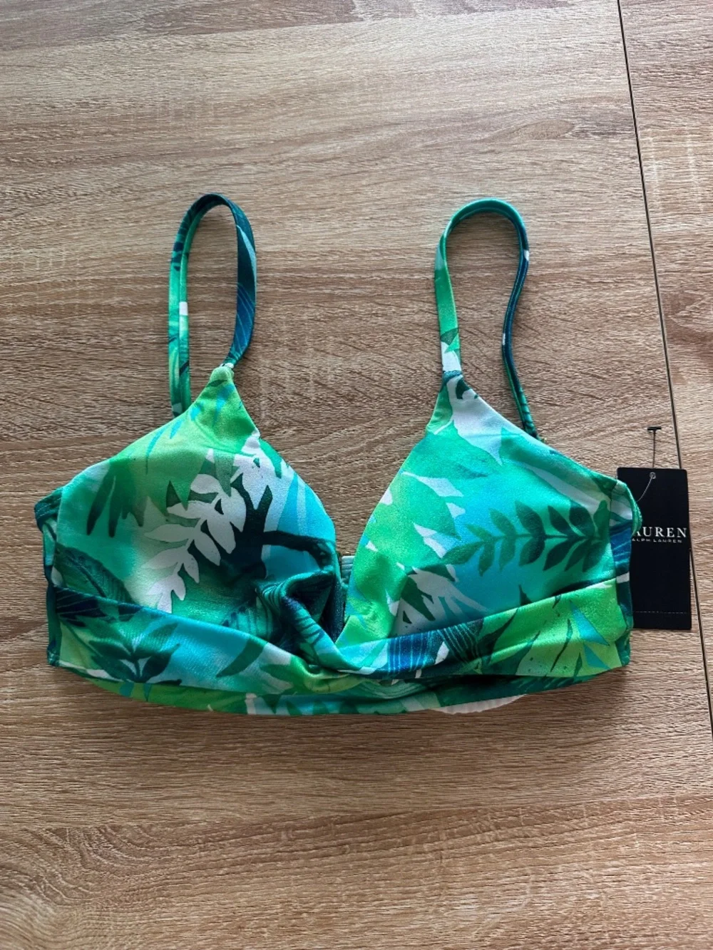 Ralph Lauren Green Tropical Print Bikini TOP ONLY Size 8
